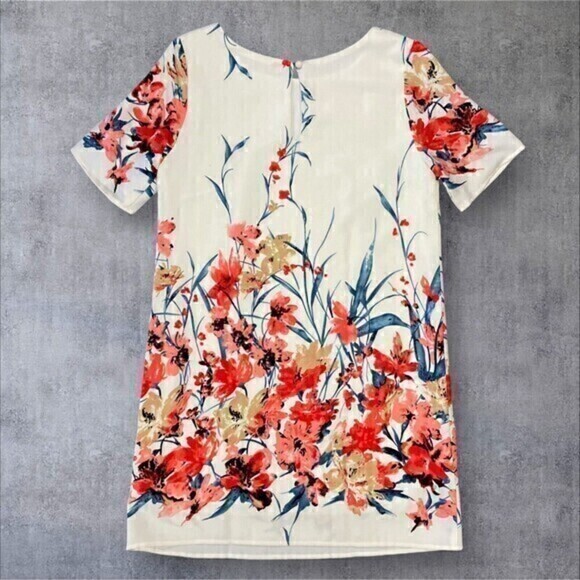 Fabrik Dress Womens Medium Floral Print Round Neck Knee Length Bohemian Coastal - Picture 5 of 14